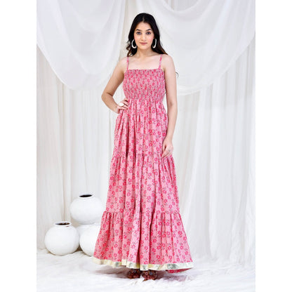 Bannhi by Priyanka Rathore Pink Hand Block Printed Dress