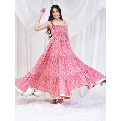 Bannhi by Priyanka Rathore Pink Hand Block Printed Dress
