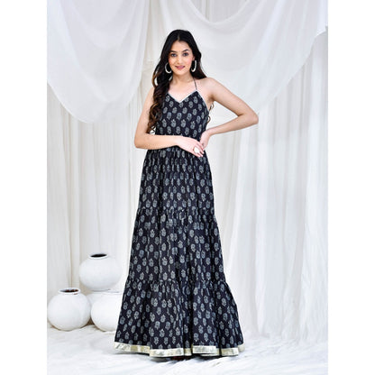 Bannhi by Priyanka Rathore Black Printed Cotton Dress