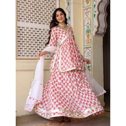 Bannhi by Priyanka Rathore Pink Purva Cotton Kurti With Skirt And Dupatta (Set of 3)