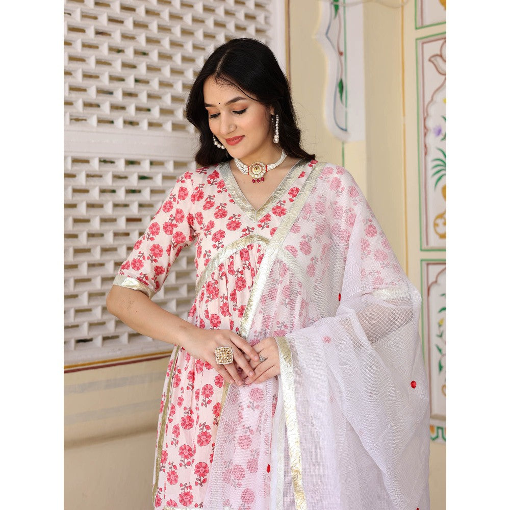 Bannhi by Priyanka Rathore Pink Purva Cotton Kurti With Skirt And Dupatta (Set of 3)