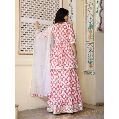 Bannhi by Priyanka Rathore Pink Purva Cotton Kurti With Skirt And Dupatta (Set of 3)