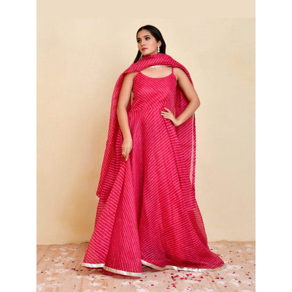 Bannhi Pink Ratna Anarkali Dress with Dupatta