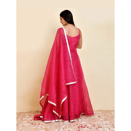 Bannhi Pink Ratna Anarkali Dress with Dupatta
