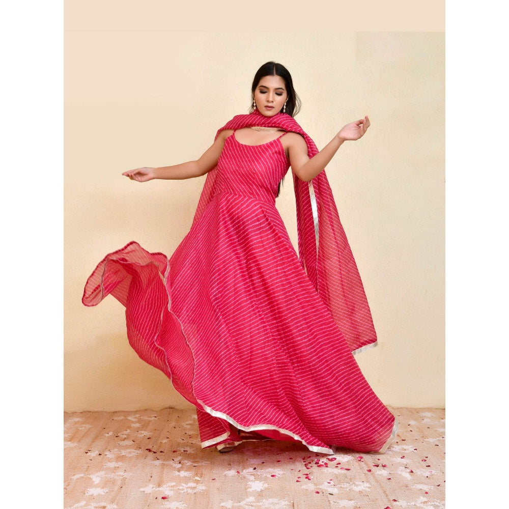 Bannhi Pink Ratna Anarkali Dress with Dupatta