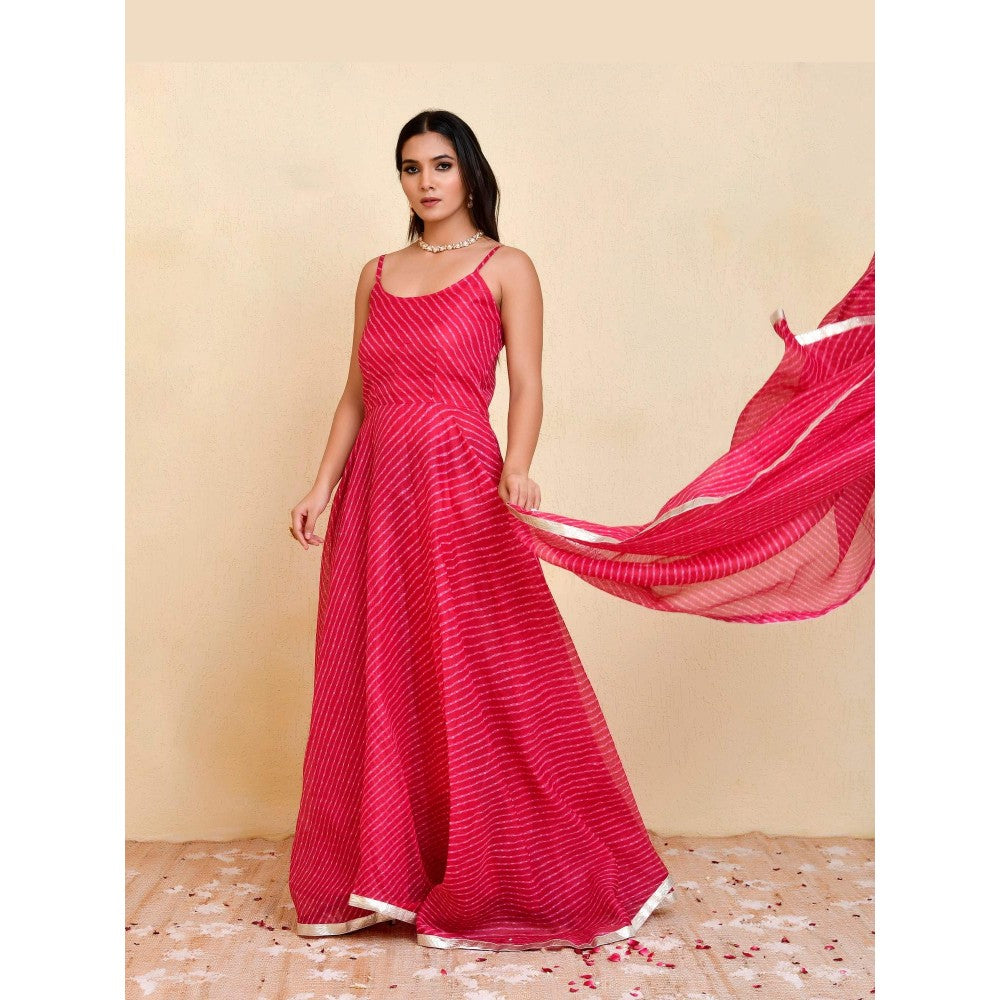 Bannhi Pink Ratna Anarkali Dress with Dupatta