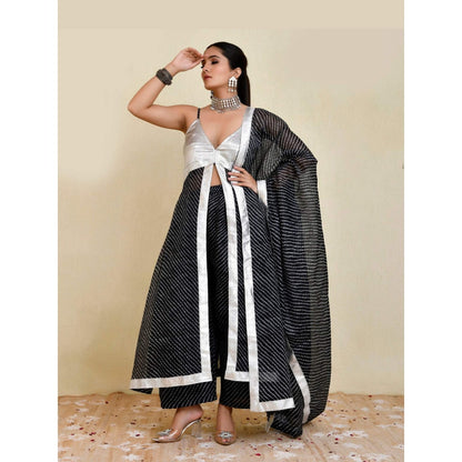 Bannhi Multi-Color Kajri Leheriya Kurta With Palazzo and Dupatta