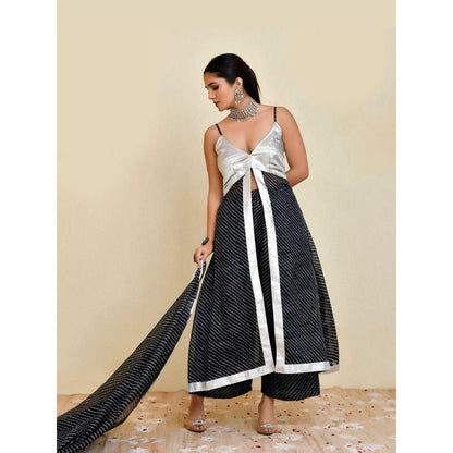 Bannhi Multi-Color Kajri Leheriya Kurta With Palazzo and Dupatta