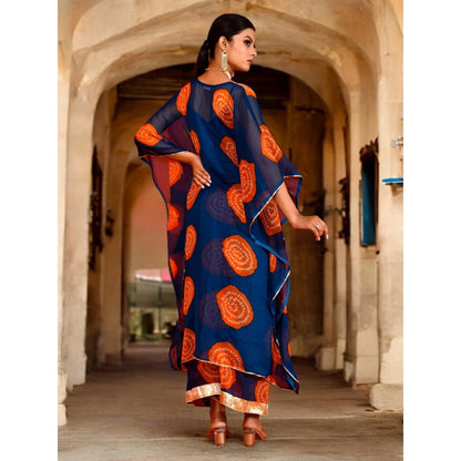 Bannhi Blue Darshana Chiffon Kaftan With Palazzo
