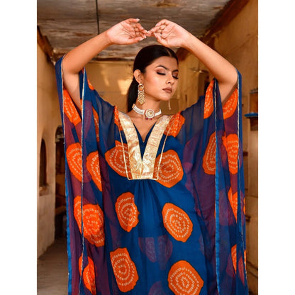 Bannhi Blue Darshana Chiffon Kaftan With Palazzo