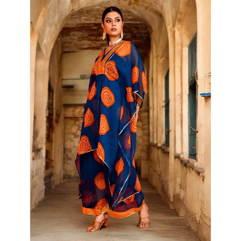 Bannhi Blue Darshana Chiffon Kaftan With Palazzo