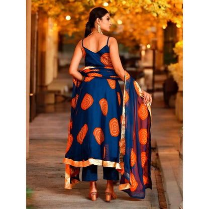Bannhi Blue Sriji Chiffon Anarkali With Pant and Dupatta