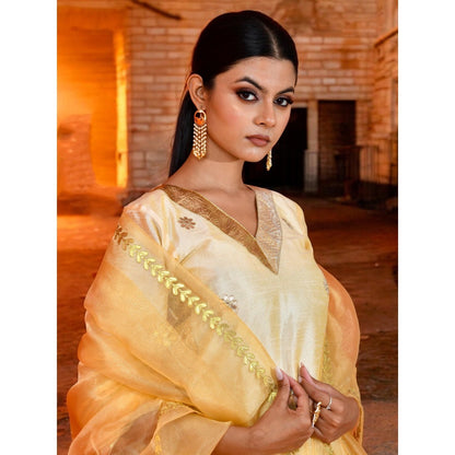 Bannhi Cream Udaya Gota Patti Kurta With Palazzo and Dupatta