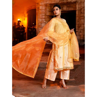 Bannhi Cream Udaya Gota Patti Kurta With Palazzo and Dupatta