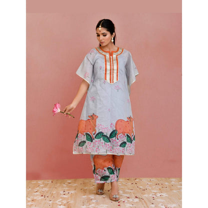 Bannhi Grey Sarang Kaftan With Palazzo