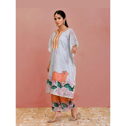 Bannhi Grey Sarang Kaftan With Palazzo
