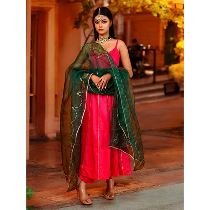 Bannhi Magenta Harshini Magenta Anarkali With Pant and Dupatta