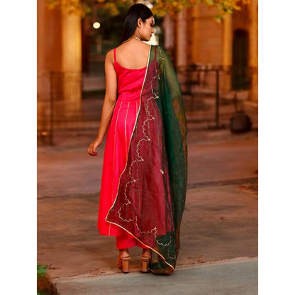 Bannhi Magenta Harshini Magenta Anarkali With Pant and Dupatta