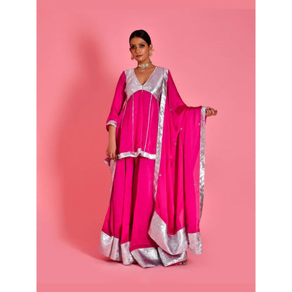 Bannhi Pink Manjari Kurta With Sharara and Dupatta