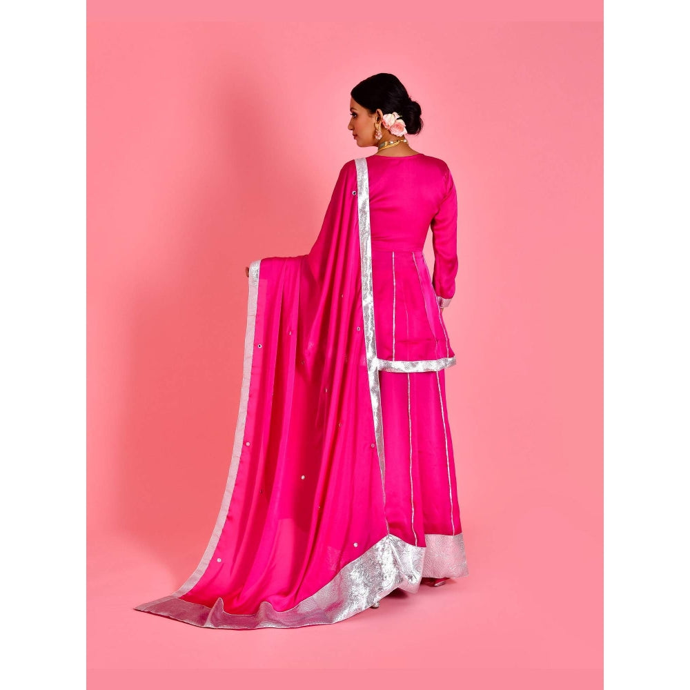 Bannhi Pink Manjari Kurta With Sharara and Dupatta