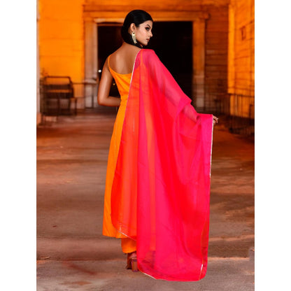 Bannhi Yellow Kasturi Anarkali With Pant and Dupatta