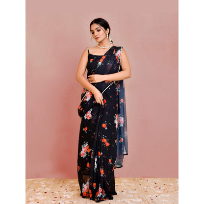 Bannhi Black Pallavi Pre-Stitched Saree With Stitched Blouse