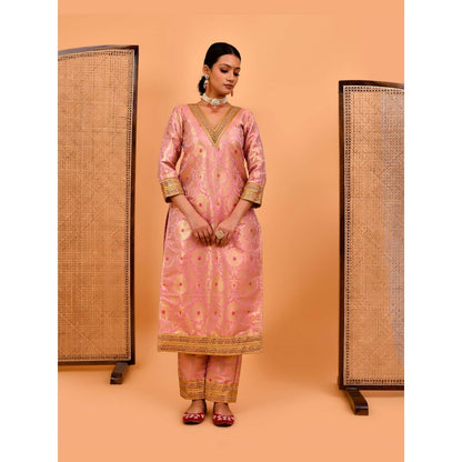 Bannhi Pink Mrigni Banarasi Brocade Kurta With Pant
