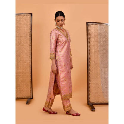 Bannhi Pink Mrigni Banarasi Brocade Kurta With Pant