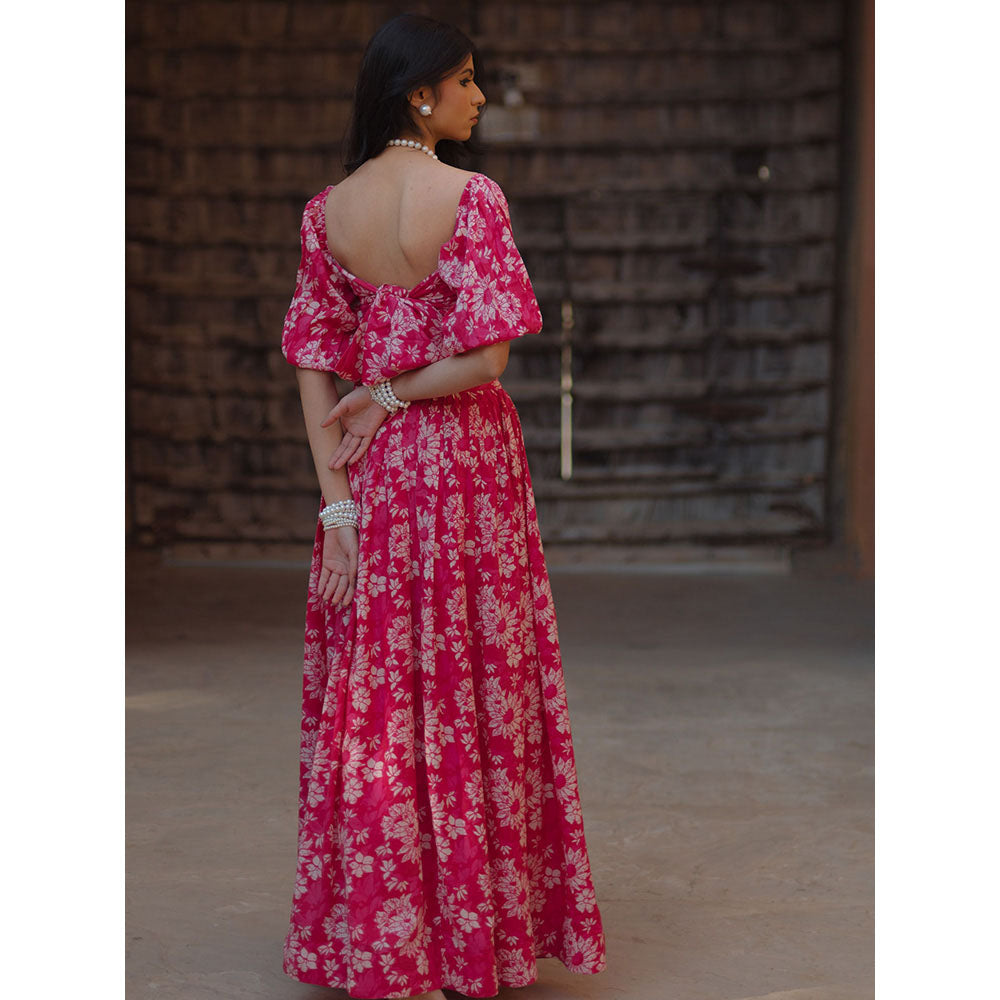 Baaro Masi Pink Modal Printed Lehnga with Organza Dupatta (Set of 3)