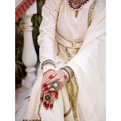 Baaro Masi Ivory and Bronze Mumtaz Anarkali Kurta with Pant and Dupatta (Set of 3)