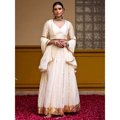 Baaro Masi Ivory Lehenga with Blouse and Dupatta (Set of 3)