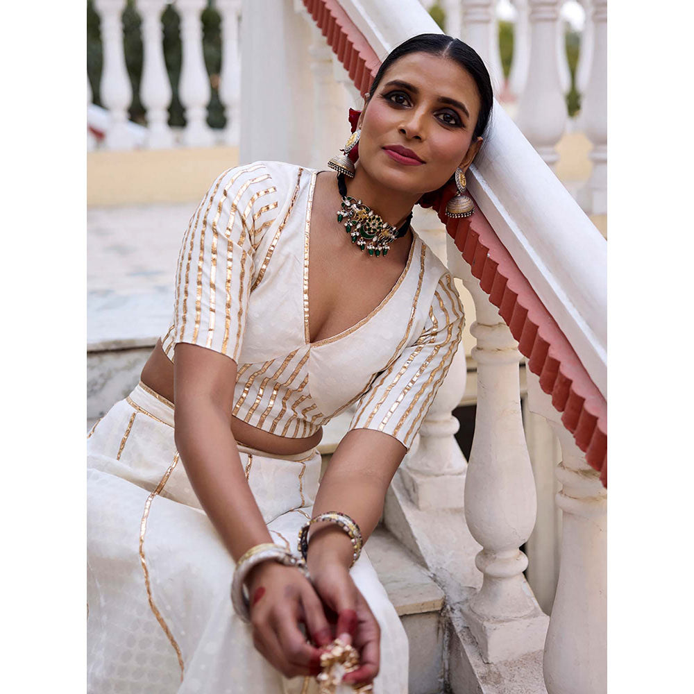 Baaro Masi Ivory Lehenga with Blouse and Dupatta (Set of 3)
