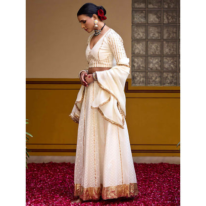 Baaro Masi Ivory Lehenga with Blouse and Dupatta (Set of 3)