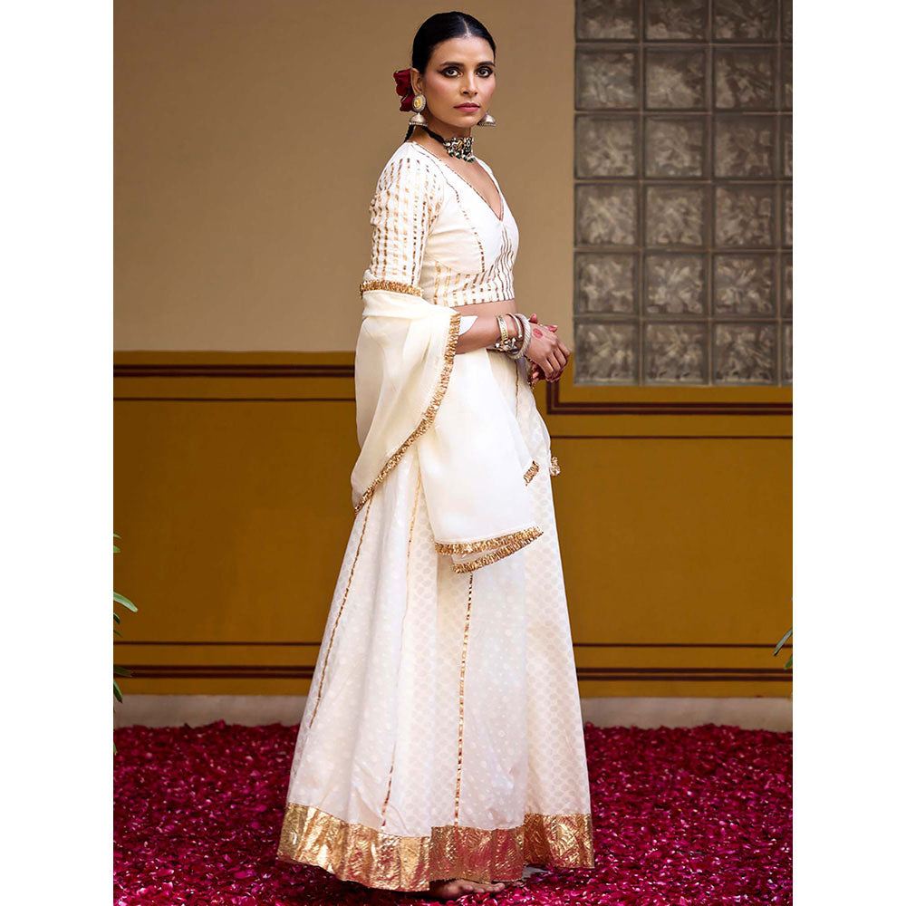 Baaro Masi Ivory Lehenga with Blouse and Dupatta (Set of 3)