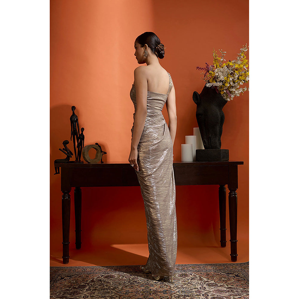 BABITA M Gilded Beige Gold Dress