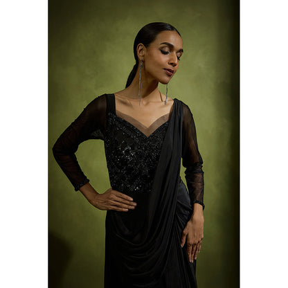 BABITA M Black Noir Drape Gown
