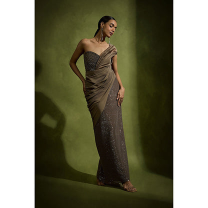 BABITA M Brown Draped Corset Gown