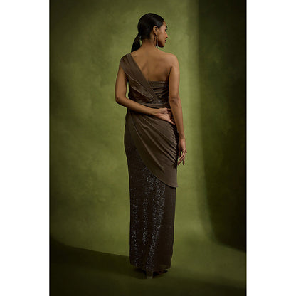 BABITA M Brown Draped Corset Gown