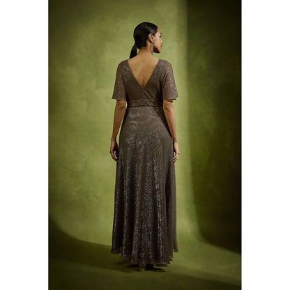 BABITA M Brown Sequin Embellished Gown