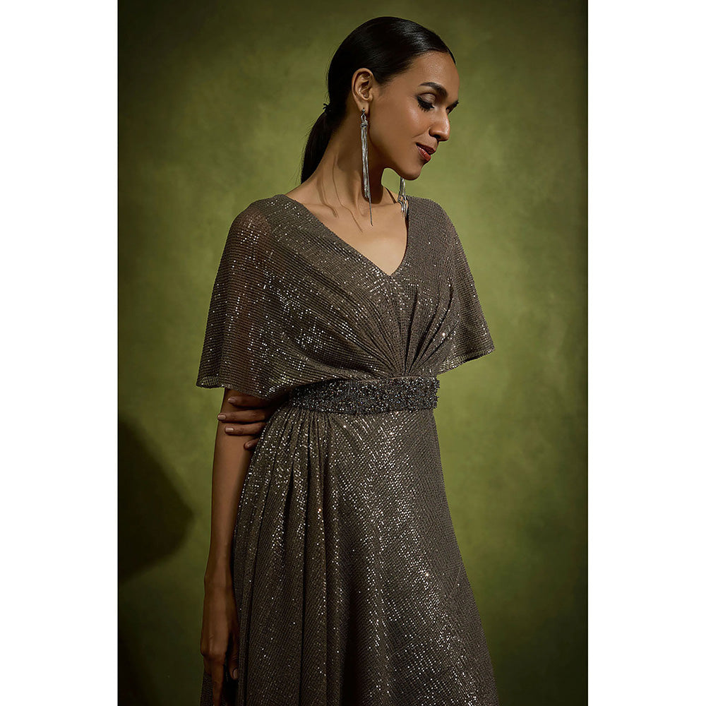 BABITA M Brown Sequin Embellished Gown