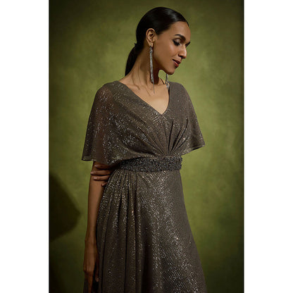 BABITA M Brown Sequin Embellished Gown