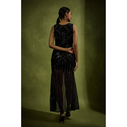 BABITA M Black Tulle Fish Tail Dress
