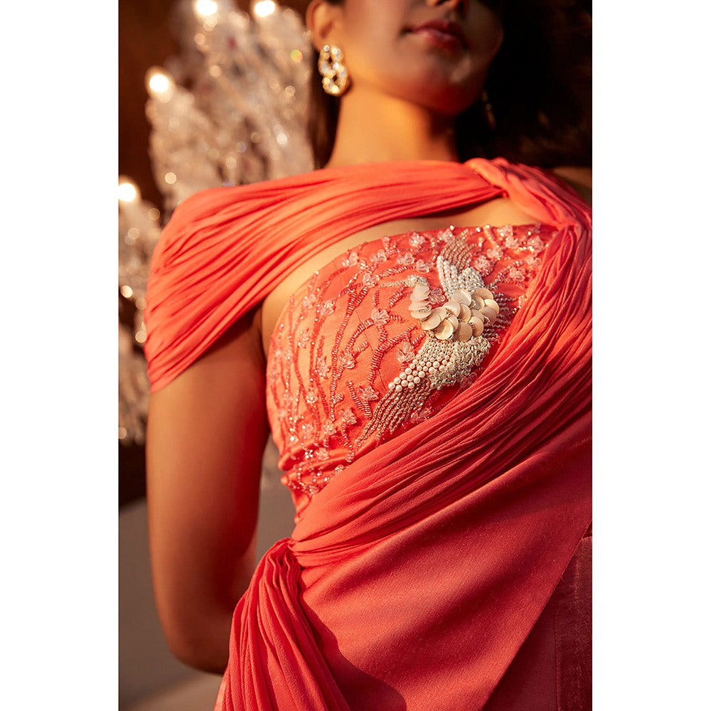 BABITA M Coral Flared Silk Jumpsuit