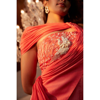 BABITA M Coral Flared Silk Jumpsuit