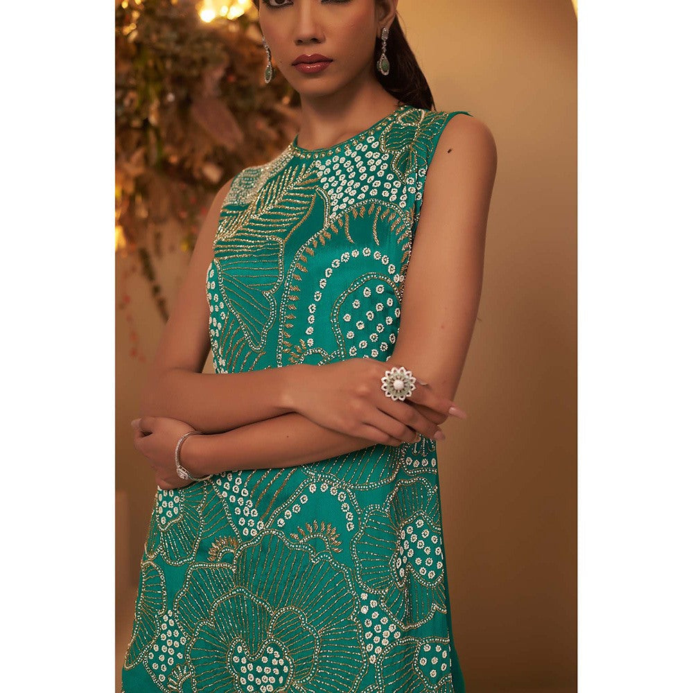 Baidehi Green Embellished Kurta with Palazzo and Dupatta (Set of 3)