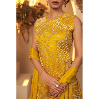 Baidehi Yellow Embellished Kurta with Palazzo and Dupatta (Set of 3)