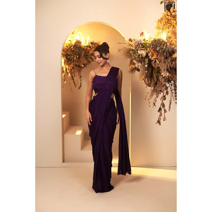 Baidehi Purple Pre-Drape Saree with Stitched Blouse and Cape