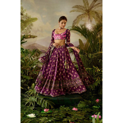 Baise Gaba Kamli Lehenga with Blouse & Dupatta (Set of 3)