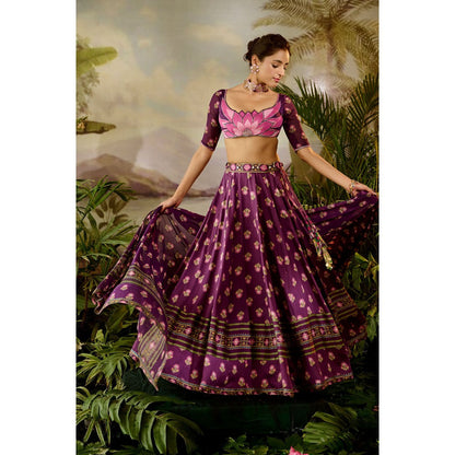 Baise Gaba Kamli Lehenga with Blouse & Dupatta (Set of 3)