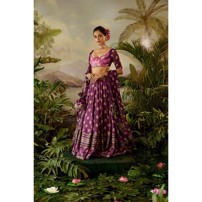 Baise Gaba Kamli Lehenga with Blouse & Dupatta (Set of 3)